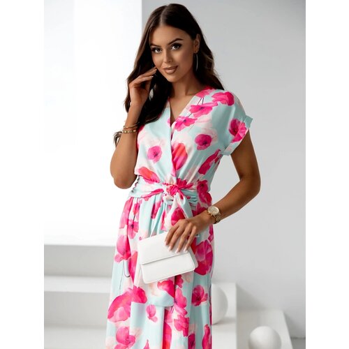 Resti Women's midi dress with short sleeves, wrap neckline in spring flowers Cijene