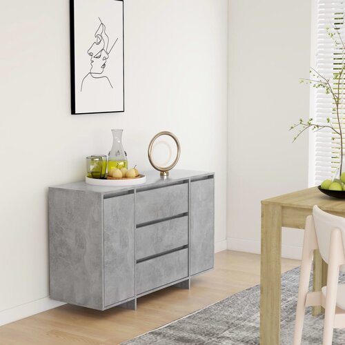 VidaXL komoda s 3 predali betonsko siva 120x41x75 cm iverna plo&amp;scaron;ča Slike