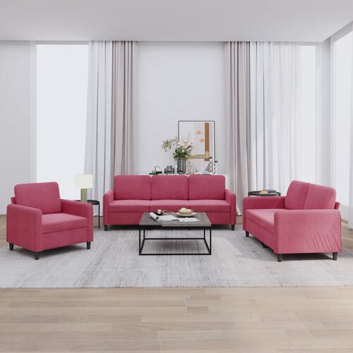  3-dijelni set sofa crvena boja vina bar&scaron;unasti Cijene