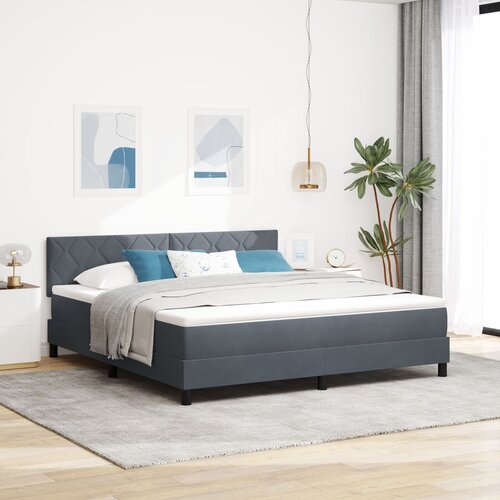 VidaXL Box Spring Postelja z Blazino Temno Siva Super King Žamet Slike