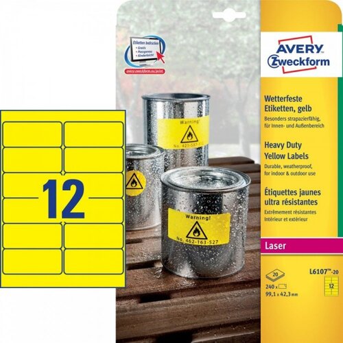 Avery Zweckform Zelo odporne etikete iz poliestra, rumene 99,1 x 42,3 mm Slike