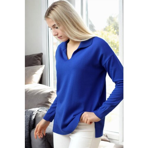 Dewberry 83295 Polo Neck Long Sleeve Slit Sweater-SAKS Slike