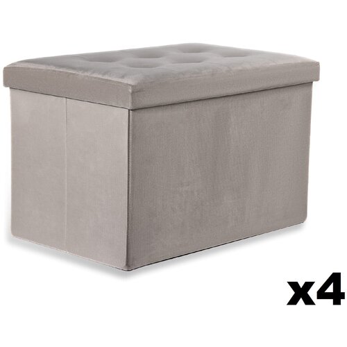 Brandless XL zložljiv puf z gumbi - 60x38x38cm žametno siva x 4, (22056775) Slike
