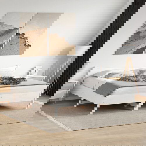  The Living Store Posteljni okvir brez vzmetnice bel 180x200 cm trdna borovina - Posteljni Okvir, (21450649) Slike