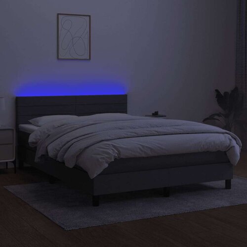  Box spring s madracem LED tamnosivi 140x190 cm tkanina Slike