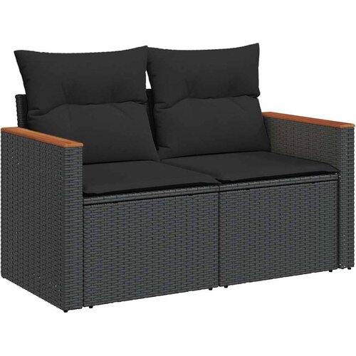  10-dijelni set vrtnih sofa s jastucima crni od poliratana Crna 61 x 62 x 69 cm Slike