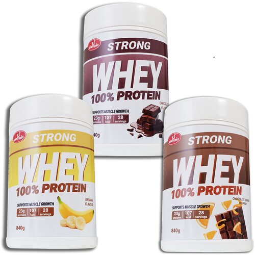 Olympic Strong Whey protein 840g Banana, Čokolada, Čoko-oranž, 3 komada Cene
