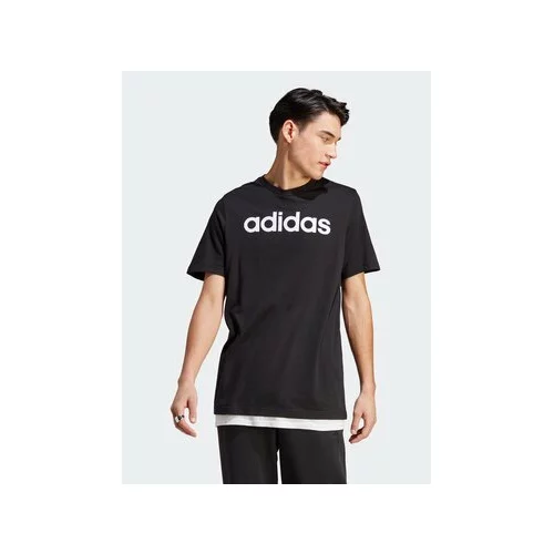 ADIDAS SPORTSWEAR adidas Majica Essentials Single Jersey Linear Embroidered Logo T-Shirt IC9274 Črna Regular Fit