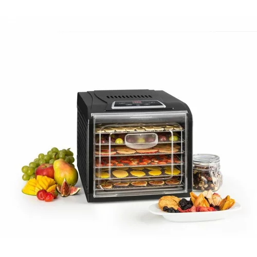 Klarstein Fruit Jerky Plus 6 sušilnik za sadje, merilec časa, 6 polic, pekač, 420-500W, črna barva