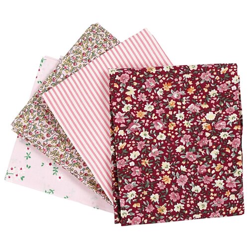 Tkanina za patchwork - roze - 4 kom - 45 x 55 cm Slike