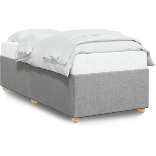 Maison Chic Posteljni okvir - Enojna postelja - Postelja za odrasle brez vzmetnice svetlo siv 90x190 cm blago-J7554, (21760054) Slike
