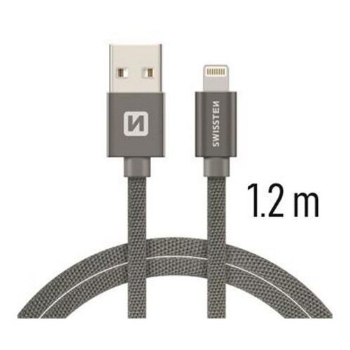 Swissten kabel usb/lightning platneni 3A 1.2m sivi, (8595217455641) Slike