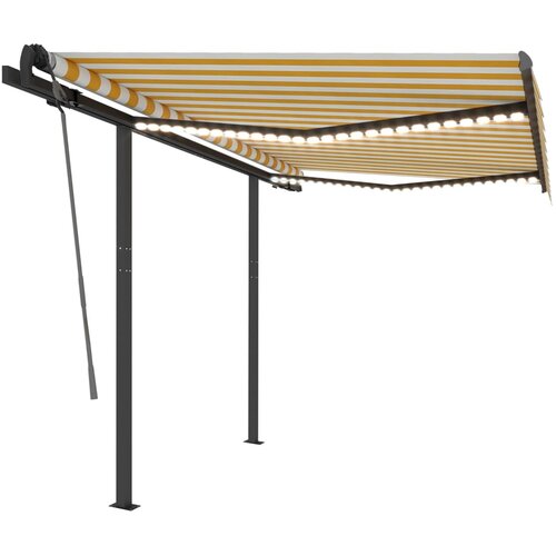 vidaXL Ročno zložljiva tenda z LED lučkami 3x2,5 m rumena in bela, (20729014) Cene