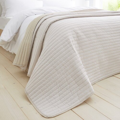 Catherine Lansfield Bež pre&amp;scaron;ito pregrinjalo 220x230 cm Stripe &amp;ndash; Slike