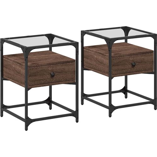 Maison Chic Dvo delni komplet Nočne omarice - Nočne mize rjav hrast 40x40x55 cm inženirski les, (21689863) Cene