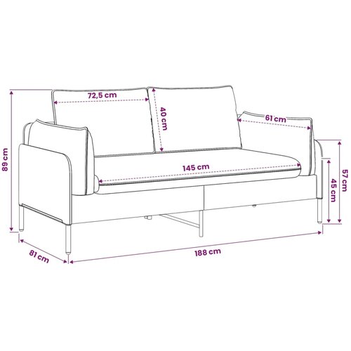 SOFA za dvije osobe 2-sjedalo Ružičasta 188 x 81 x 89 cm Bar&amp;scaron;un - Ružičasta 145 cm Slike