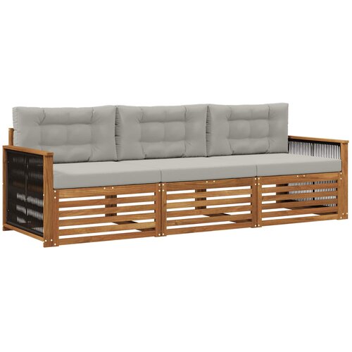 vidaXL Zunanja garnitura za sedenje 3 pcs Naravna in svetlo siva, (5000279924) Cene