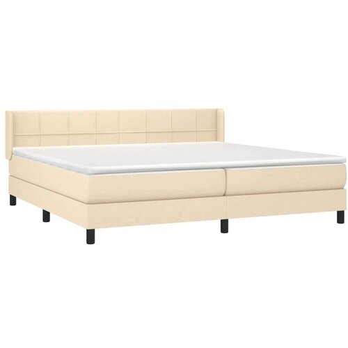  Krevet s oprugama i madracem krem 200 x 200 cm od tkanine Slike