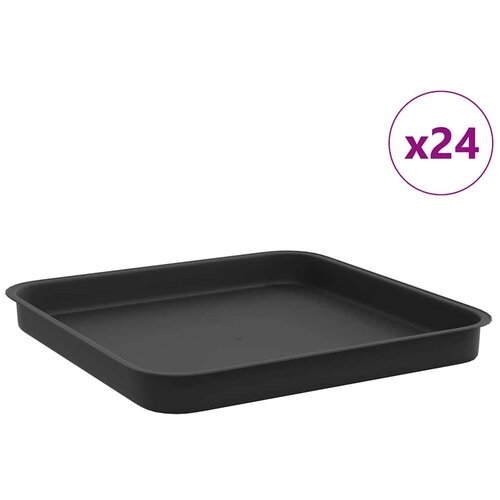 vidaXL Kvadratna posuda za cvijeće 24 pcs Crna 25 5 x 25 5 x 2 5 cm - Crna 25.5 x 25.5 x 2.5 cm 24 Cijene