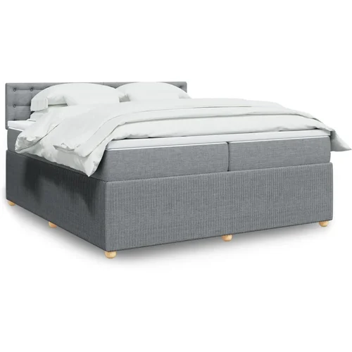 vidaXL Box spring postelja z vzmetnico svetlo siva 200x200 cm blago