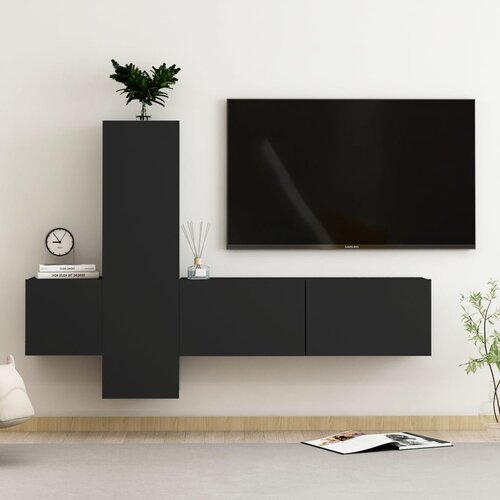  3-dijelni set TV ormarića crni od iverice Slike
