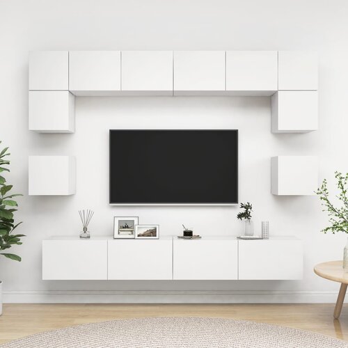 VidaXL 8-dijelni set TV ormarića bijeli od konstruiranog drva Slike