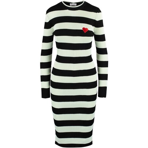 Pri Elegant striped dress with a LOVE heart Cene