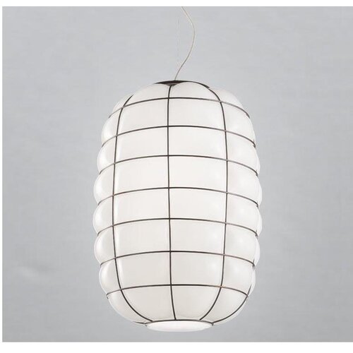  SIRU - Visilica na sajli LANTERNA 1xE27/60W/230V, prečnik 32 cm, crna/bela, venecijansko staklo Cene