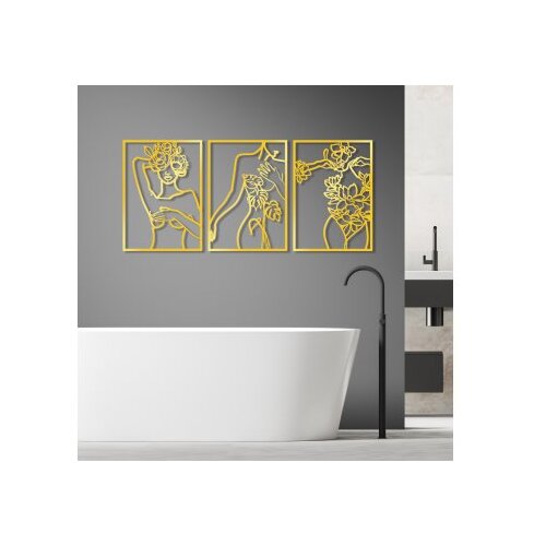 WALLXPERT dekorativni metalni zidni pribor golden triple silhouette 1 Cene