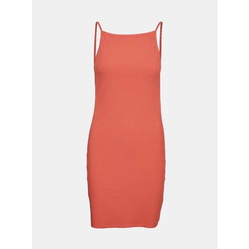 Noisy May Coral Ribbed Sheath Dress Edda - Women