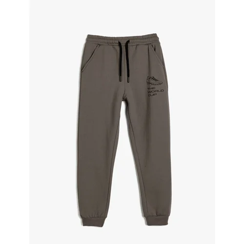 Koton Jogger Sweatpants Slogan Printed Pocket Tied Waist