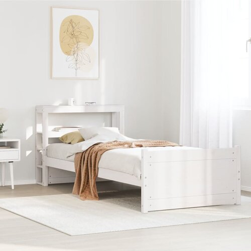 VidaXL Posteljni okvir z vzglavjem brez vzmetnice bel 90x190 cm Slike