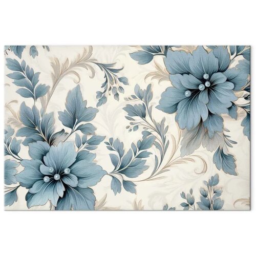  Slika - Turquoise Flowers in Retro Ambience Floristic Ornaments 120x80 Slike