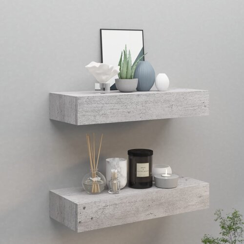 VidaXL zidne police s ladicama 2 kom boja betona 60 x 23,5 x 10 cm MDF Slike