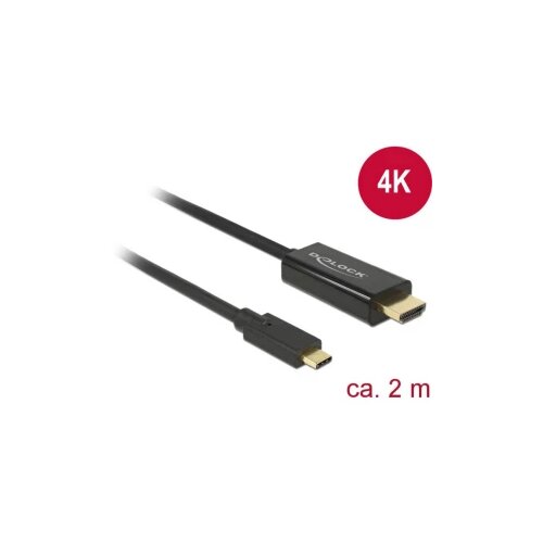 Delock USB-C&reg; / HDMI adapterski kabel USB-C&reg; vtič\, HDMI-A vtič 2.00 m črna 85259 pozlačeni konektorji USB-C&reg;-Display kabel, (20417594) Cene