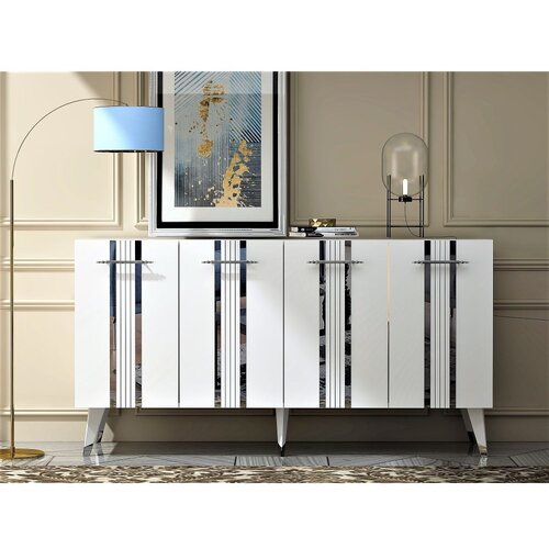 Woody Fashion Asel - White, Silver WhiteSilver Console Cene
