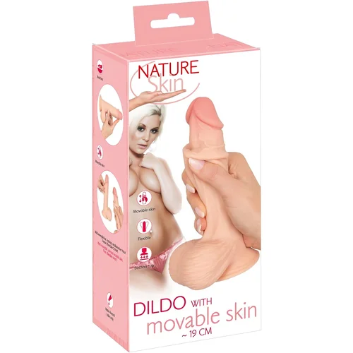 Naravna koža Nature Skin - Dildo s kožo - 19 cm (naravni)