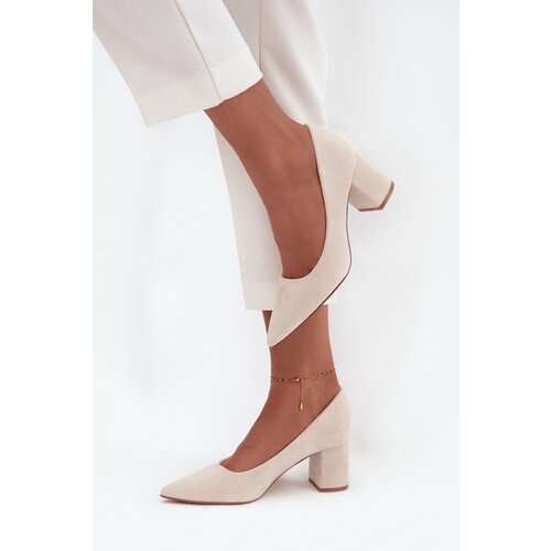 Boto Women&amp;#039;s Pumps with Pointed Toes on Block Heel Beige Pavira Slike