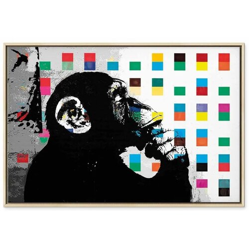  Slika - Banksy The Thinker Monkey 90x60 U prirodnom drvenom okviru Slike