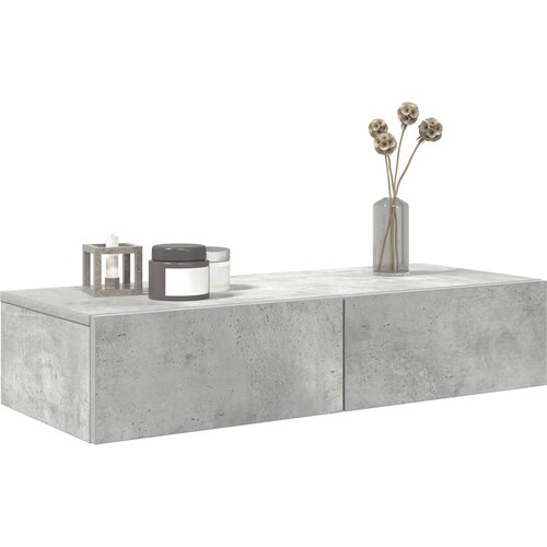  Zidna polica s ladicama beton siva 80x33x17cm konstruirano drvo Slike