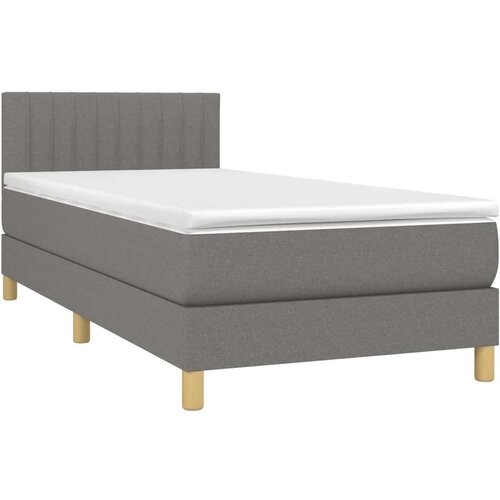  Krevet s oprugama i madracem tamnosivi 90 x 190 cm od tkanine Slike