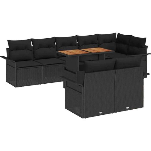  Sjedeća garnitura za vrt s pohranom 9 pcs Crna Poli ratan Slike
