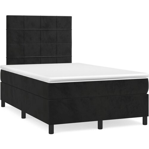 VidaXL Box spring postelja z vzmetnico LED črna 120x190 cm žamet Slike