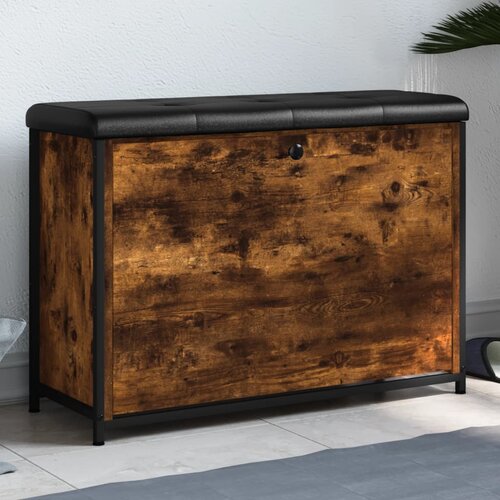 vidaXL Klop za čevlje s preklopnim predalom dimljen hrast 82x32x56 cm Cene