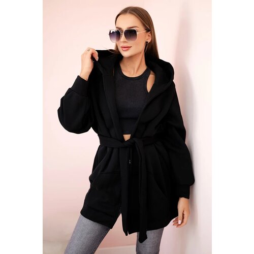 Kesi Insulated cape with waist tie black Cene