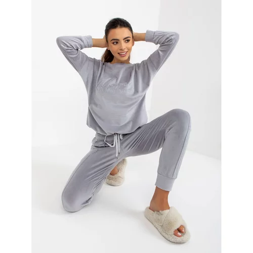 Fashion Hunters Gray soft velor pajamas with pants