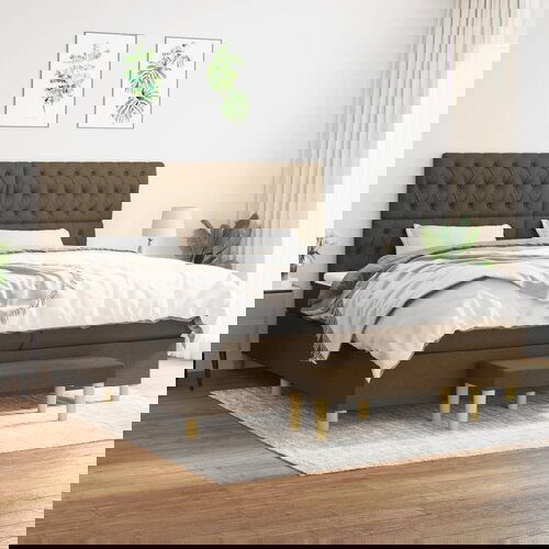 The Living Store Box spring postelja z vzmetnico temno rjav 200x200 cm blago - Box Spring Postelja, (21521250) Cene