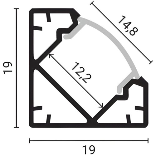 Optonica ALUPROFIL ZA LED TRAKE 2M NAD UGAONI CRNI SA CRNIM DIFUZOROM 5101 Cene