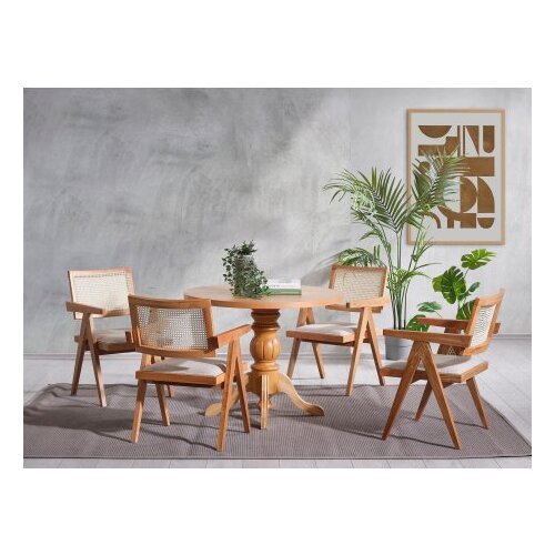 Hanah home Roma trpezarijski sto i stolice, 100x75x100 cm, 4 stolice, Smeđa Slike