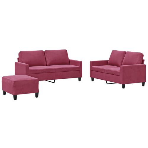 vidaXL 3-dijelni set sofa s jastucima crvena boja vina baršunasti Cijene